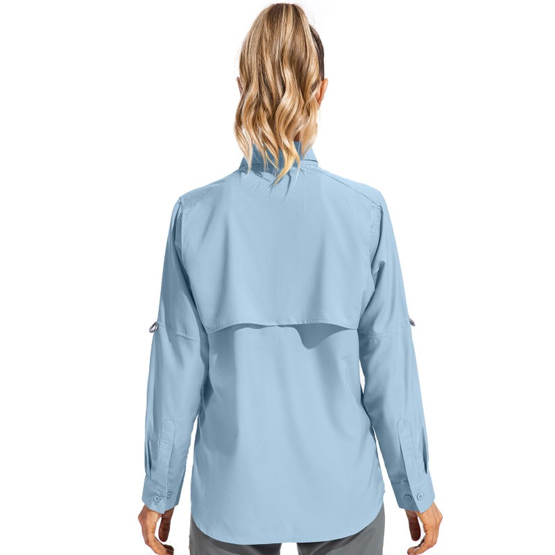 Toomett Womens Safari Shirts Quick Dry UPF 50 Fishing Shirts Lightweight SPF Long Sleeve Sun Protection Shirts,F5026,Blue,M - Image 2